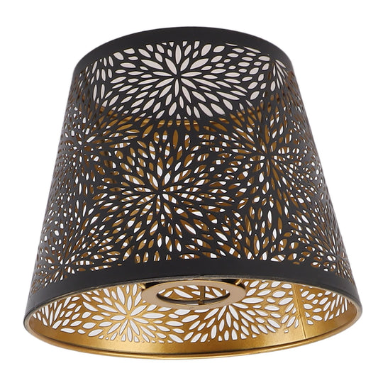 Metal Lamp Shade E26 E27 Forest Tree Style Hollow Out Iron Decorative Lampshade Cover with Inner Gold Pattern for Table Wall Ceiling Lamp Black
