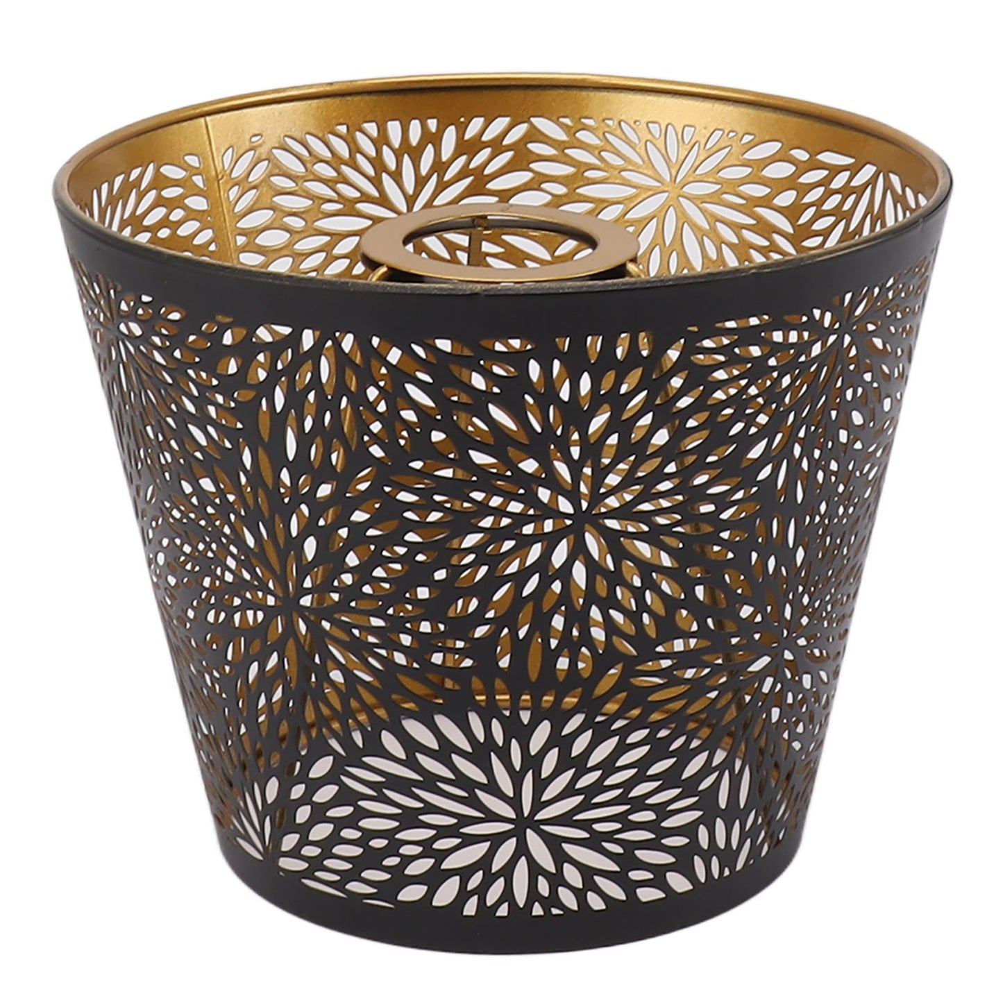 Metal Lamp Shade E26 E27 Forest Tree Style Hollow Out Iron Decorative Lampshade Cover with Inner Gold Pattern for Table Wall Ceiling Lamp Black