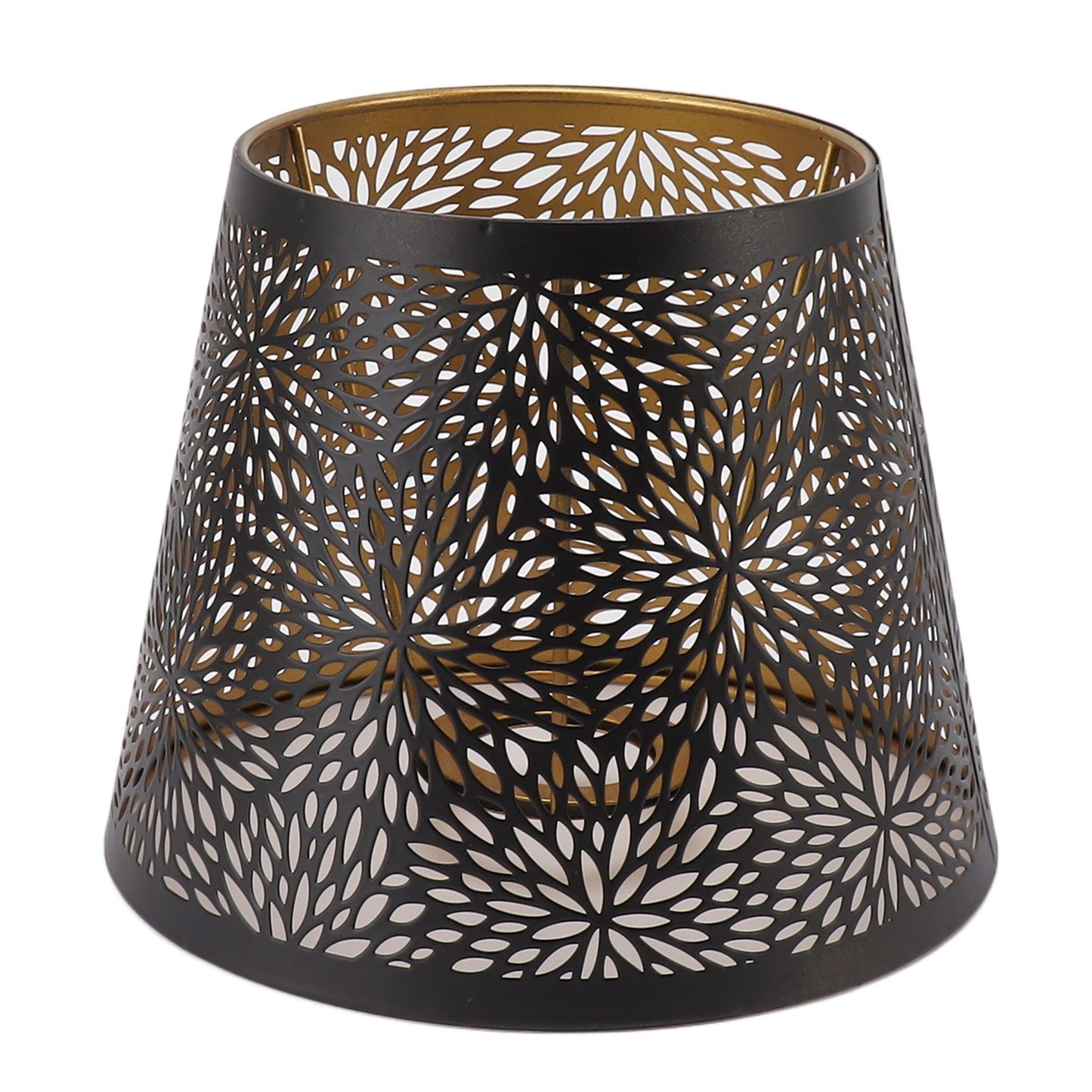 Metal Lamp Shade E26 E27 Forest Tree Style Hollow Out Iron Decorative Lampshade Cover with Inner Gold Pattern for Table Wall Ceiling Lamp Black