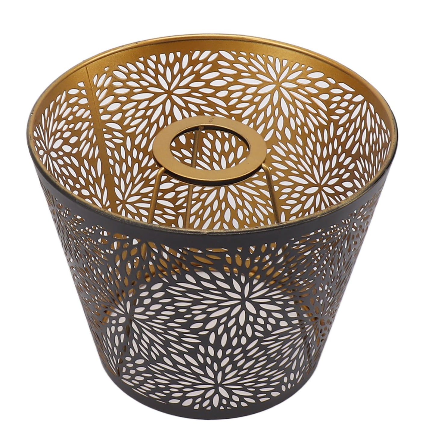 Metal Lamp Shade E26 E27 Forest Tree Style Hollow Out Iron Decorative Lampshade Cover with Inner Gold Pattern for Table Wall Ceiling Lamp Black
