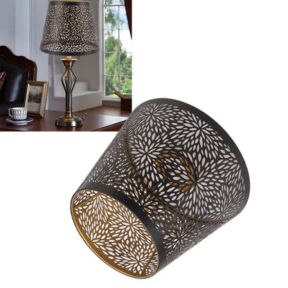 Metal Lamp Shade E26 E27 Forest Tree Style Hollow Out Iron Decorative Lampshade Cover with Inner Gold Pattern for Table Wall Ceiling Lamp Black