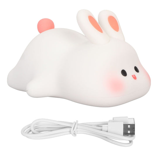 Kawaii Bunny Night Light Soft Silicone Night Light Portable USB Rechargeable Bedside Lamp for Baby Toddler Kids