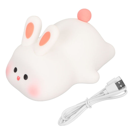 Kawaii Bunny Night Light Soft Silicone Night Light Portable USB Rechargeable Bedside Lamp for Baby Toddler Kids