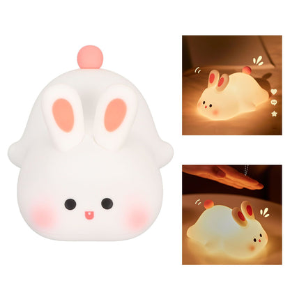 Kawaii Bunny Night Light Soft Silicone Night Light Portable USB Rechargeable Bedside Lamp for Baby Toddler Kids