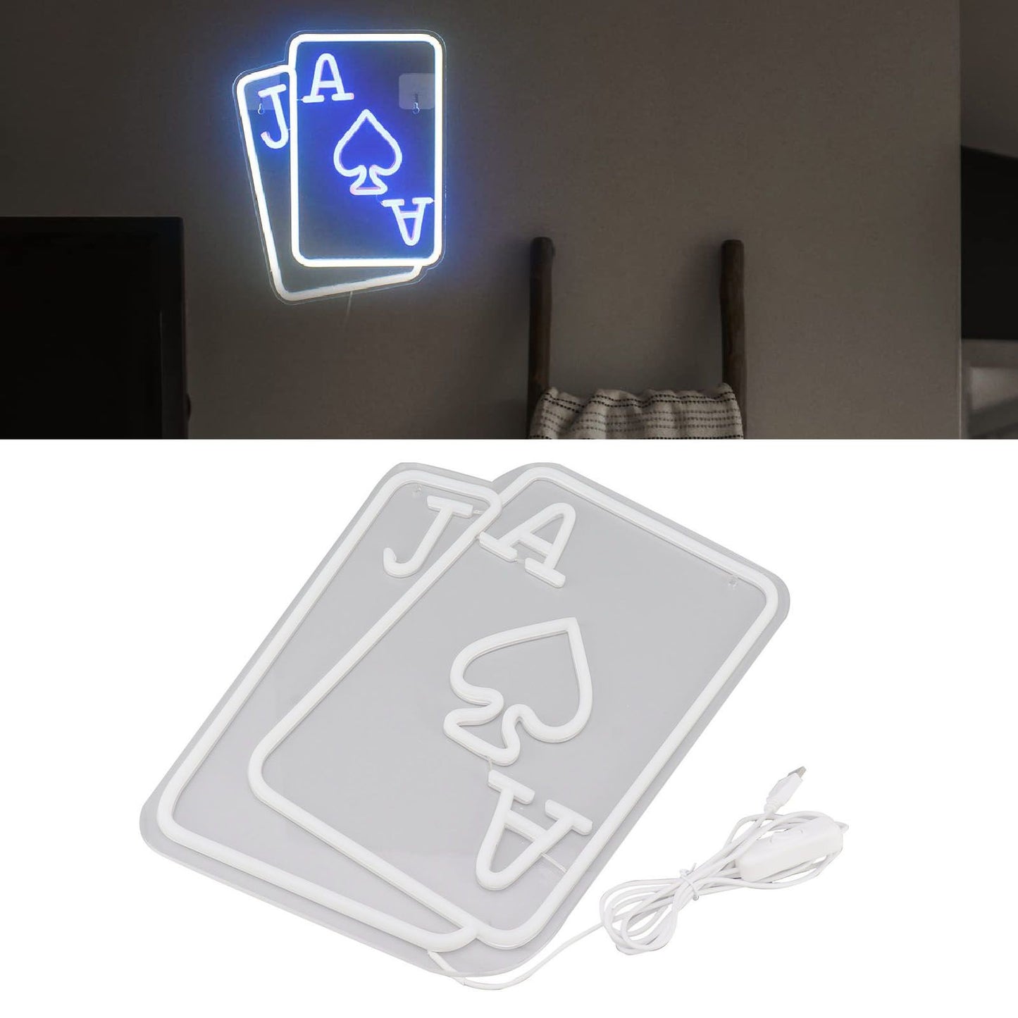 Poker LED Neon Signs Playing Cards Neon Signs for Wall Decor Bedroom Casino Bar Hotel Play Room Birthday Party Decor J Poker