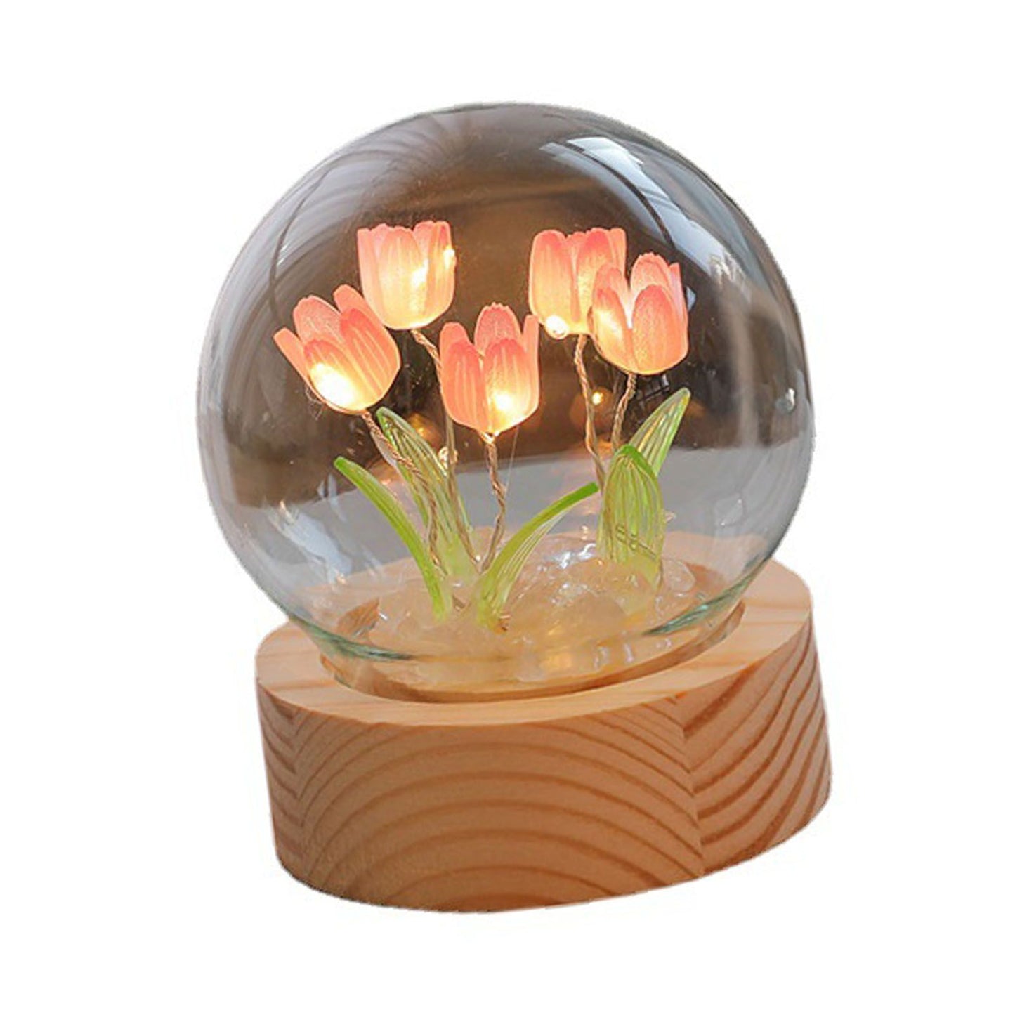 Flower Night Light Tulip Night Lamp Home Decoration Night Light Bedside Light for Office Bedroom Pink
