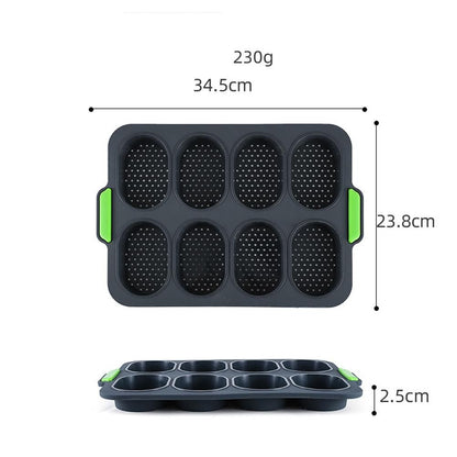 8 Grids Silicone Mold Oval Shape DIY Perforated Cake Baking Mould Kitchen Baking Tool Grey