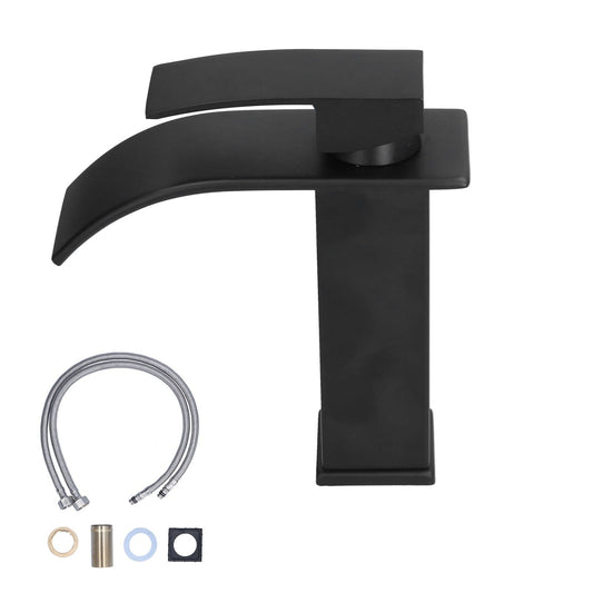 G1/2 Mixer Water Tap Basin Sink Faucet with Long Handle for Bathroom Hotel Homestay Black