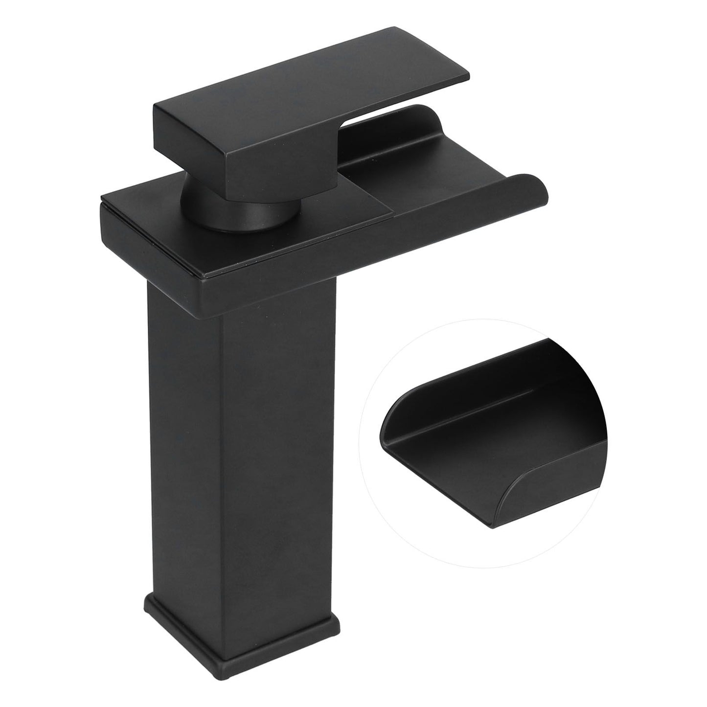 G1/2 Cold Hot Mixer Water Tap Black Faucet with Long Handle for Bathroom Hotel Homestay