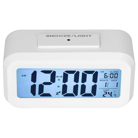 Digital Alarm Clock LED Large Display Electronic Night Light Snooze Function Alarm Clock for Bedroom Home OfficeWhite