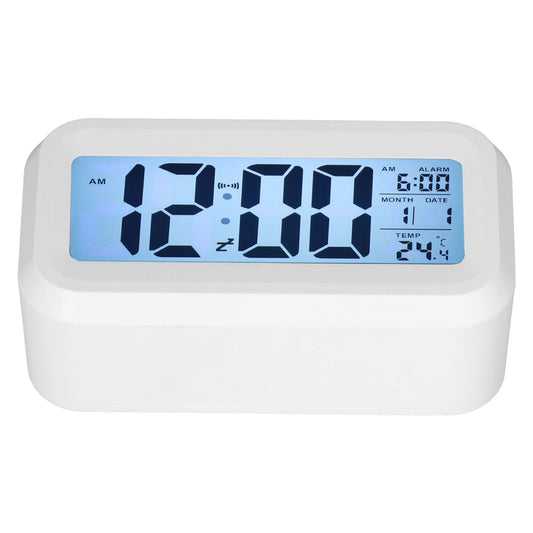 Digital Alarm Clock LED Large Display Electronic Night Light Snooze Function Alarm Clock for Bedroom Home OfficeWhite