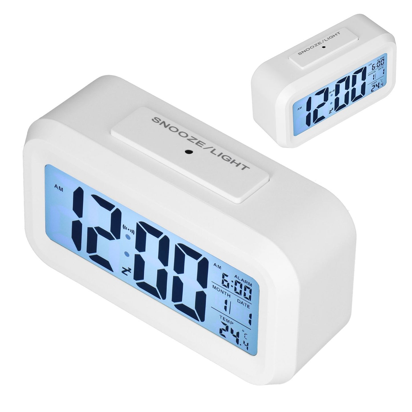 Digital Alarm Clock LED Large Display Electronic Night Light Snooze Function Alarm Clock for Bedroom Home OfficeWhite