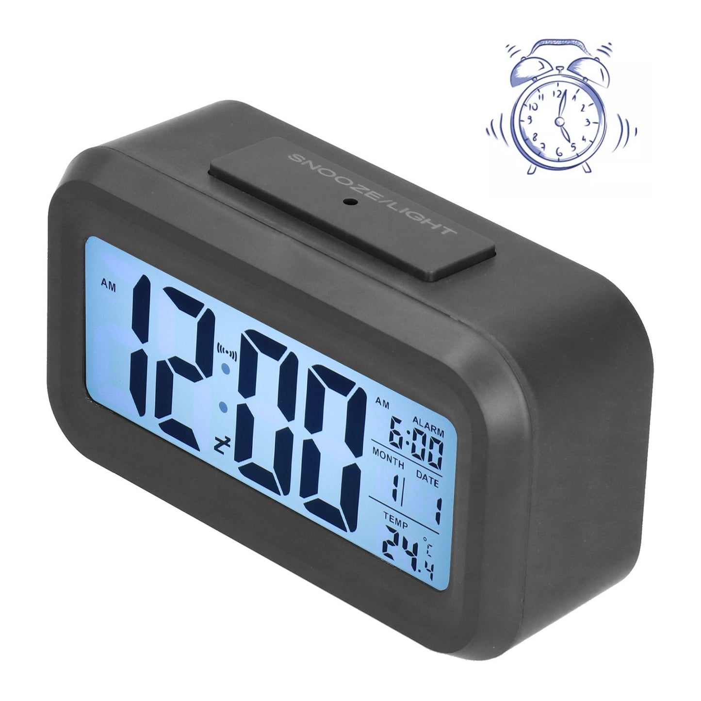 Digital Alarm Clock LED Large Display Electronic Night Light Snooze Function Alarm Clock for Bedroom Home OfficeBlack
