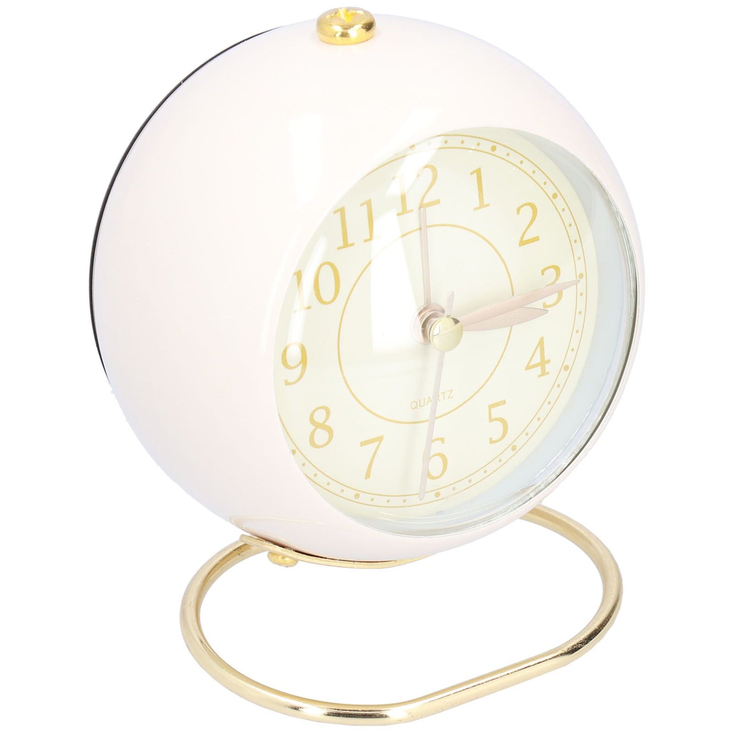 Alarm Clock Silent Non Ticking Metal Paint Power Saving Eye Protection Battery Operated Small Clock with Night LightBeige Gold