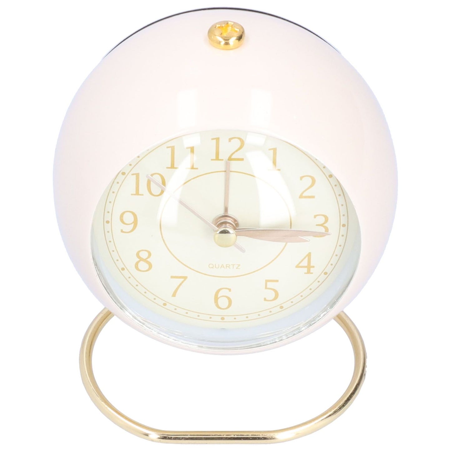 Alarm Clock Silent Non Ticking Metal Paint Power Saving Eye Protection Battery Operated Small Clock with Night LightBeige Gold