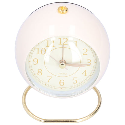 Alarm Clock Silent Non Ticking Metal Paint Power Saving Eye Protection Battery Operated Small Clock with Night LightBeige Gold