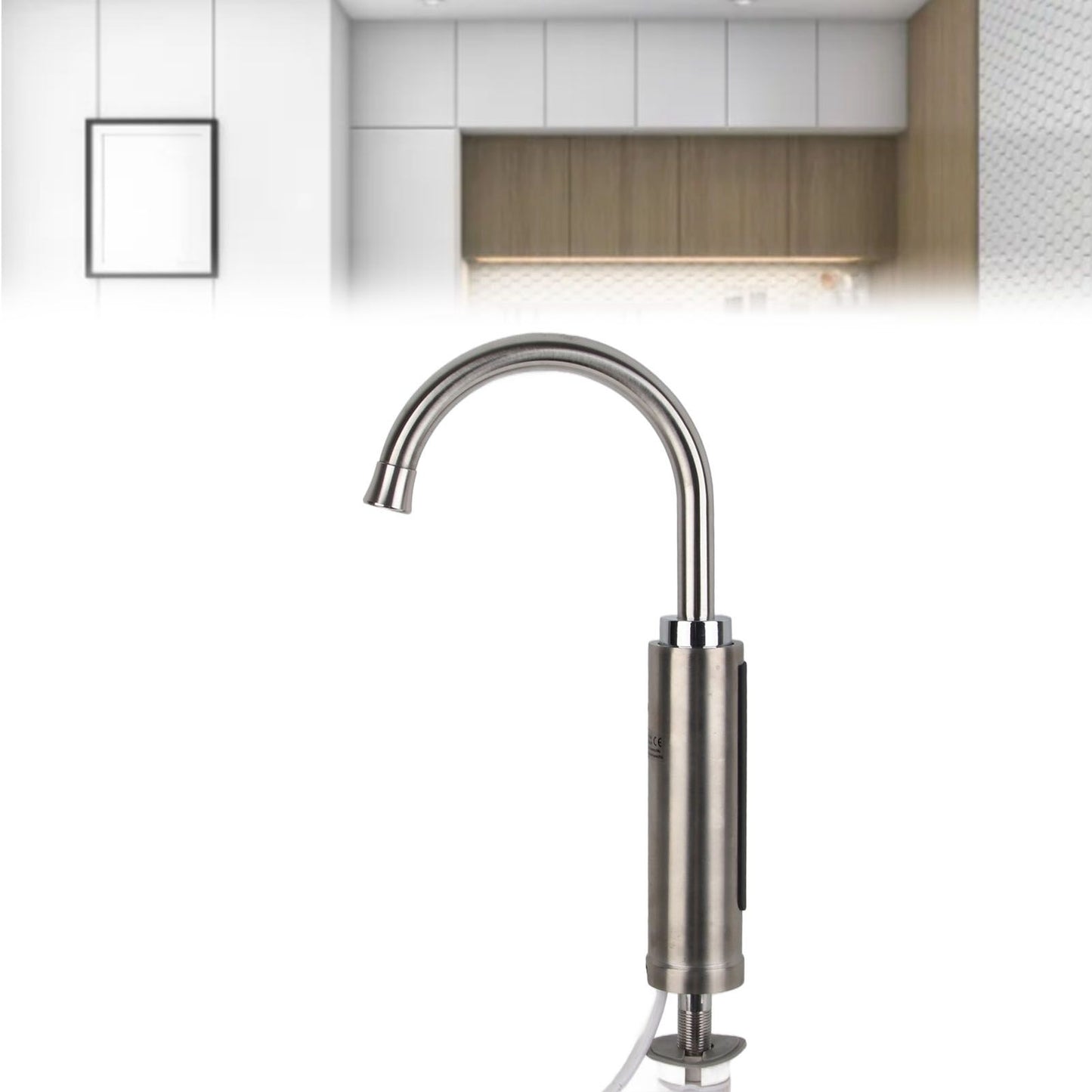 Stainless Steel Electric Water Heater Faucet Instant Tankless Electric Hot Water Heater Faucet for Household Kitchen Cold Hot Dual Use