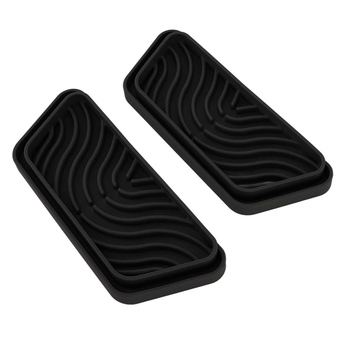 2Pcs Refrigerator Water Drip Tray Catcher Trapezoidal Silicone Refrigerator Drip Tray Catcher for GE for Samsung Black