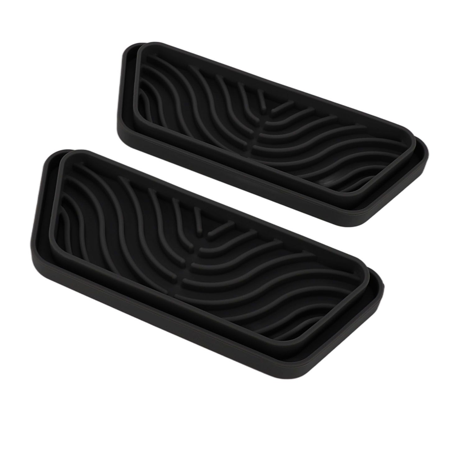 2Pcs Refrigerator Water Drip Tray Catcher Trapezoidal Silicone Refrigerator Drip Tray Catcher for GE for Samsung Black