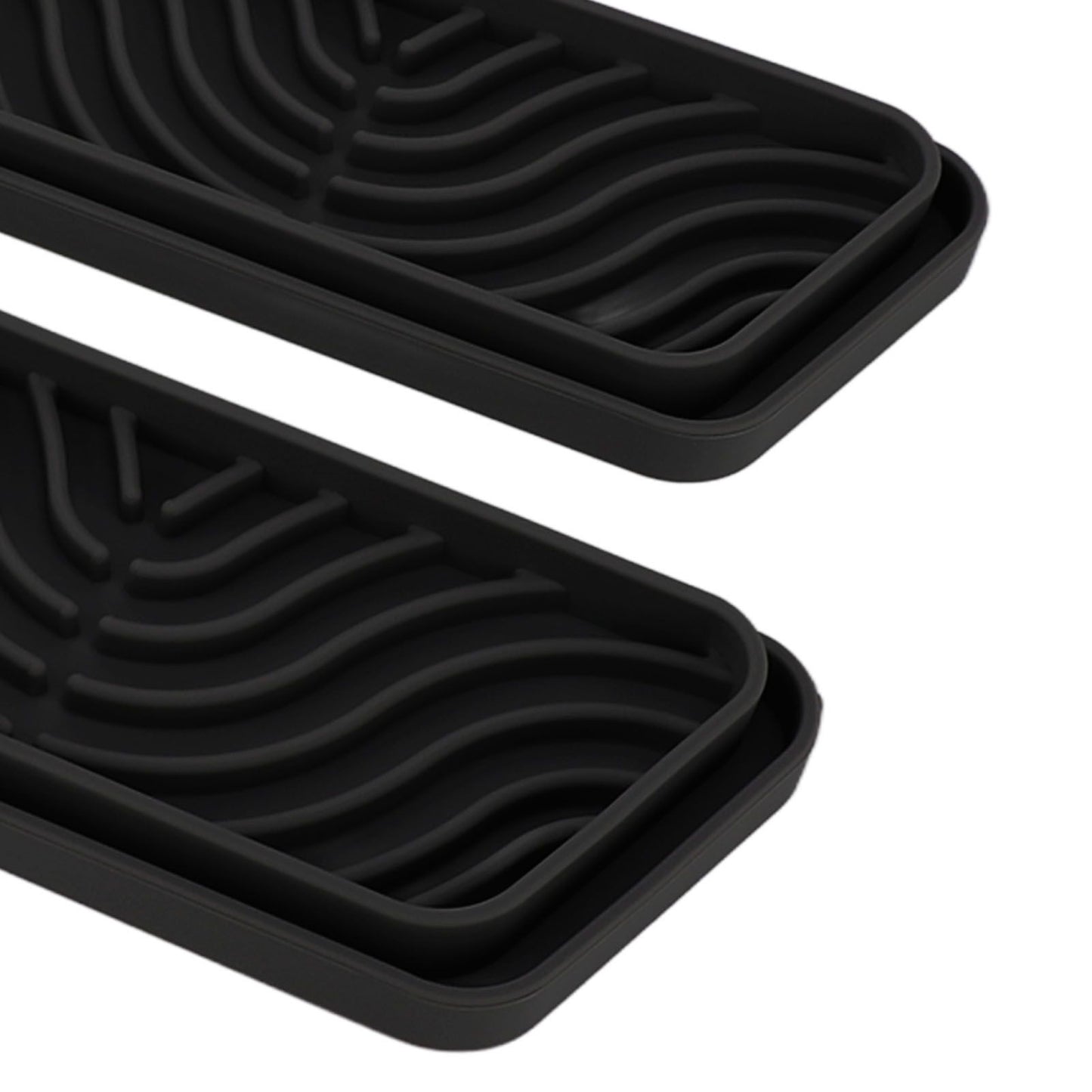 2Pcs Refrigerator Water Drip Tray Catcher Trapezoidal Silicone Refrigerator Drip Tray Catcher for GE for Samsung Black