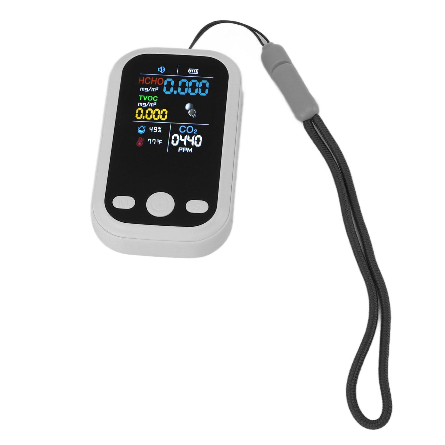 5 in 1 Air Quality Monitor Multifunctional Smart Portable CO2 Humidity Temperature Detector for Indoor Home White