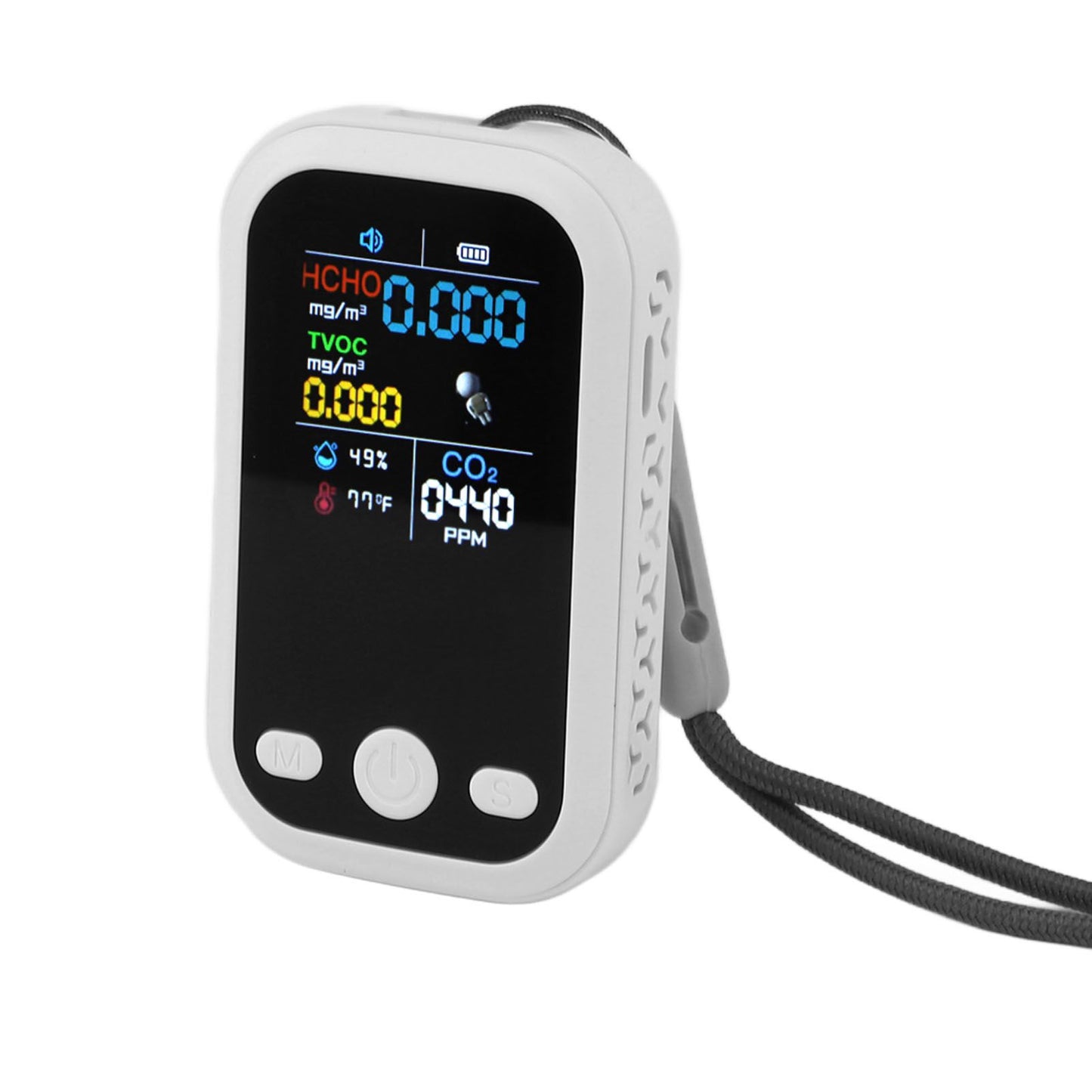 5 in 1 Air Quality Monitor Multifunctional Smart Portable CO2 Humidity Temperature Detector for Indoor Home White