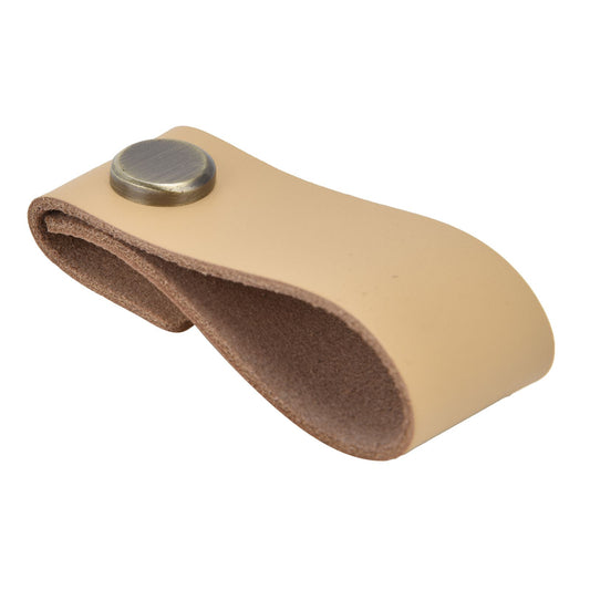 Artificial Leather Luggage Handle Modern Single Hole Concealed Cabinet Pull for Door WardrobeLight Brown