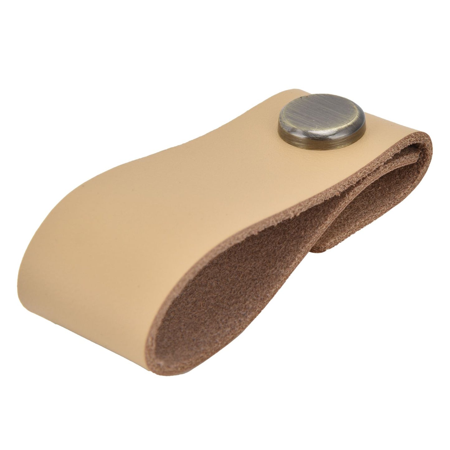 Artificial Leather Luggage Handle Modern Single Hole Concealed Cabinet Pull for Door WardrobeLight Brown