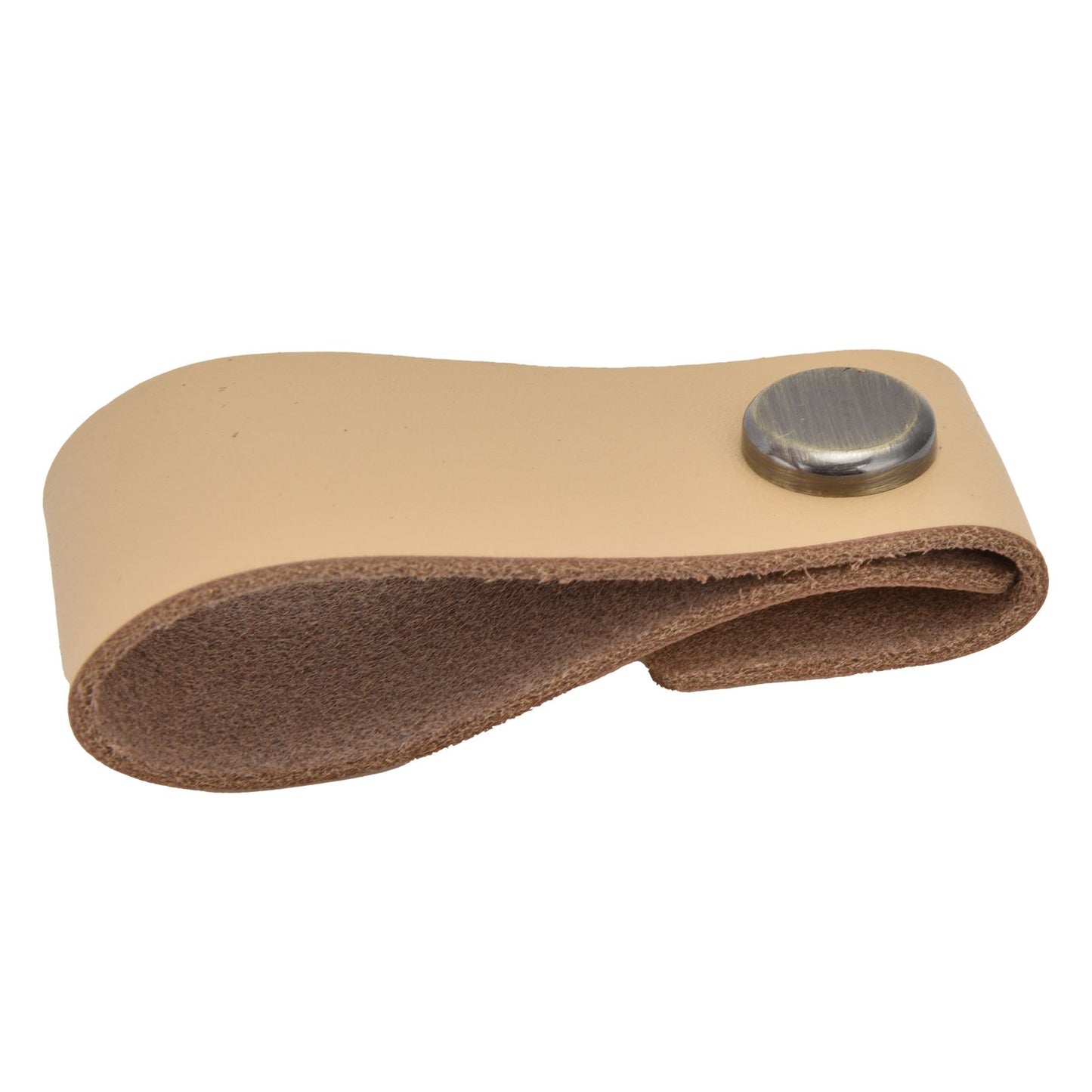 Artificial Leather Luggage Handle Modern Single Hole Concealed Cabinet Pull for Door WardrobeLight Brown