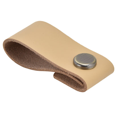Artificial Leather Luggage Handle Modern Single Hole Concealed Cabinet Pull for Door WardrobeLight Brown