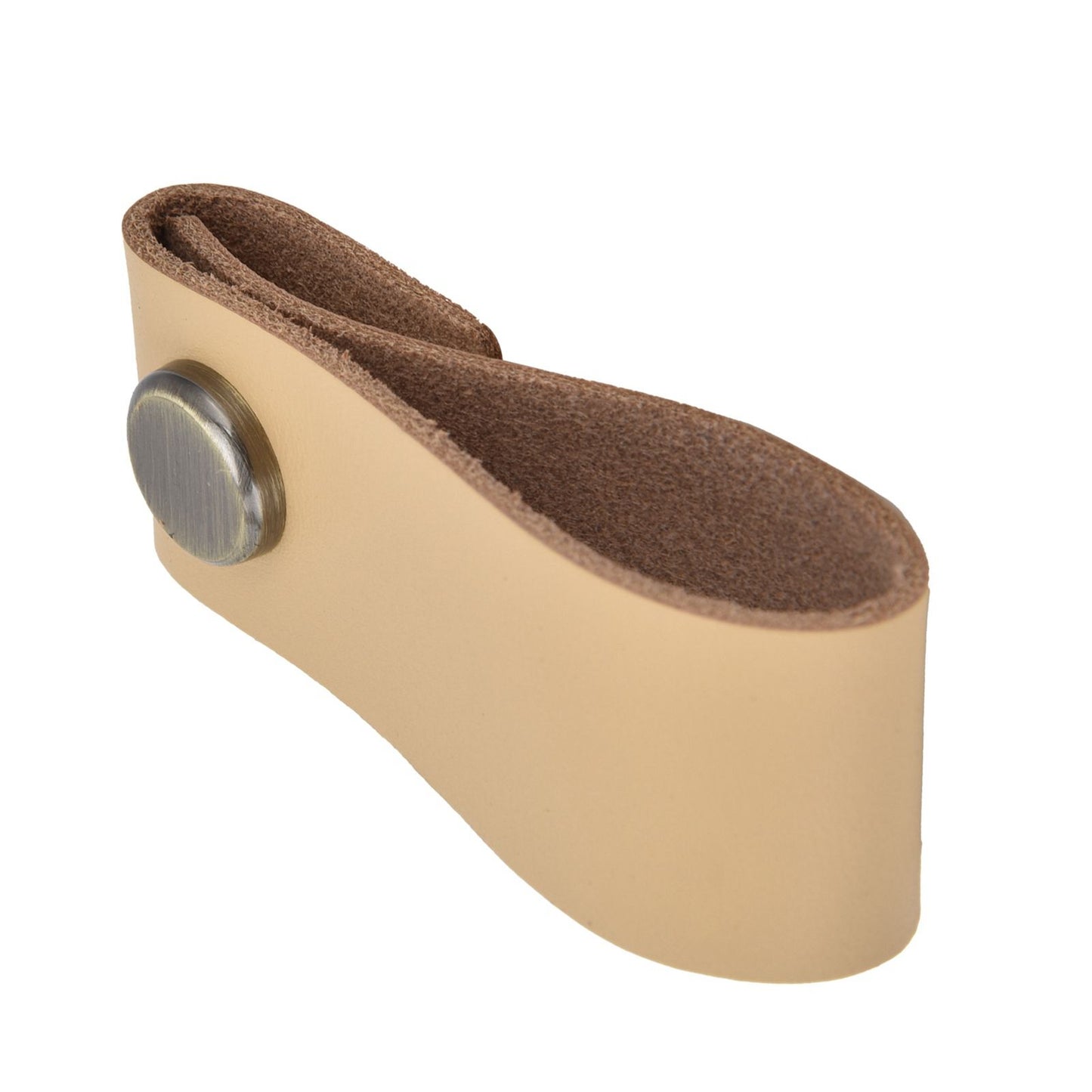 Artificial Leather Luggage Handle Modern Single Hole Concealed Cabinet Pull for Door WardrobeLight Brown