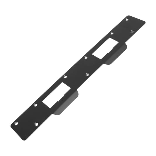 Door Strike Plate Double Holes Steel Reinforced Strong Easy Install Security Stike for 5‑1/2in to 6in Hole Center Distance Black
