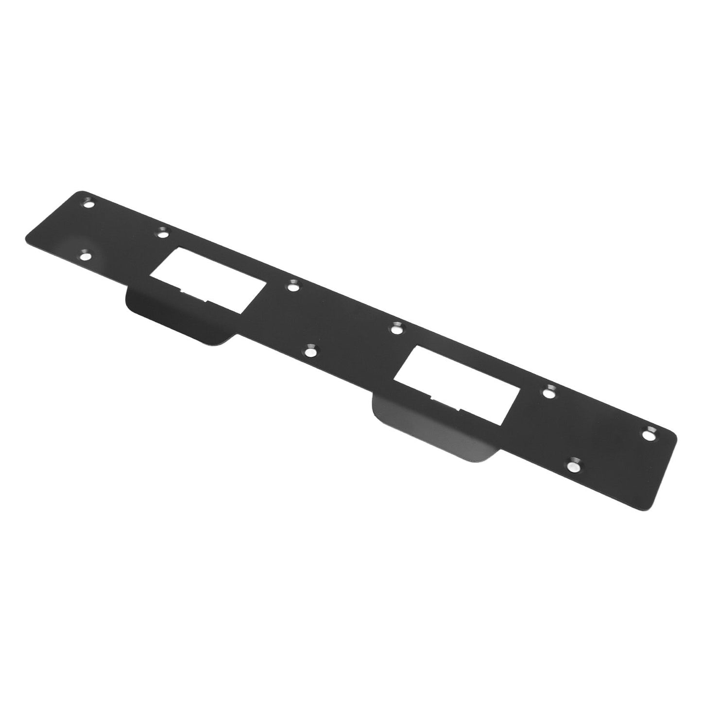 Door Strike Plate Double Holes Steel Reinforced Strong Easy Install Security Stike for 5‑1/2in to 6in Hole Center Distance Black