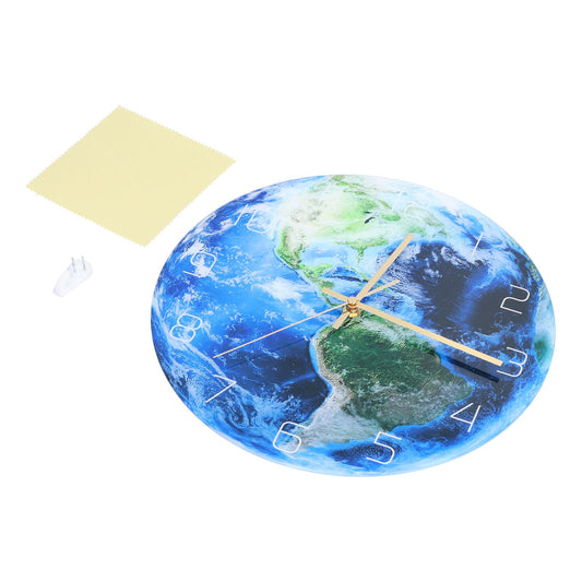 Earth Wall Clock Acrylic Silent Movement Accurate Cutting Stable Non Ticking Space Science Clock for Home Coffee Shop