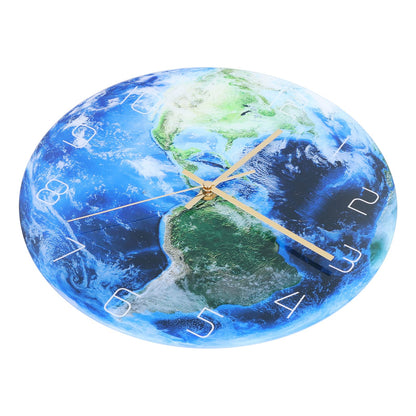 Earth Wall Clock Acrylic Silent Movement Accurate Cutting Stable Non Ticking Space Science Clock for Home Coffee Shop