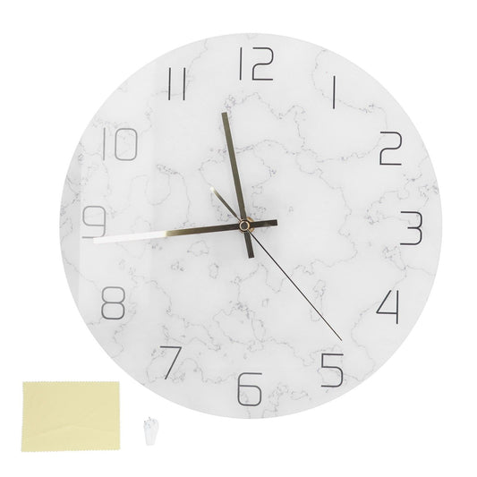 Simple Marble Wall Clock Fashion Cracked Acrylic Material UV Printing Clock Living Room Decoration