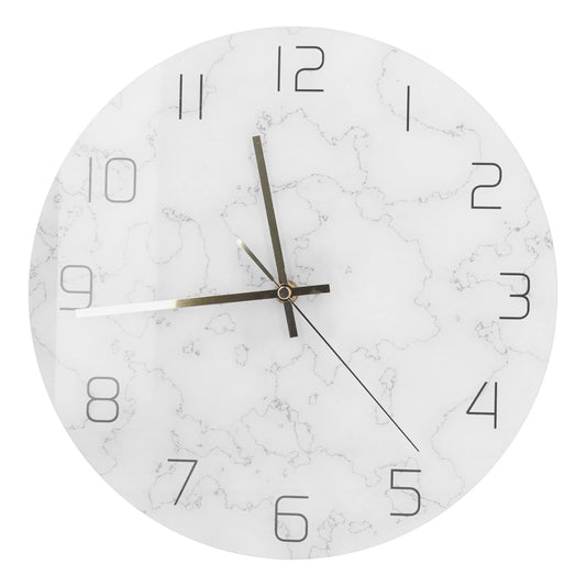 Simple Marble Wall Clock Fashion Cracked Acrylic Material UV Printing Clock Living Room Decoration