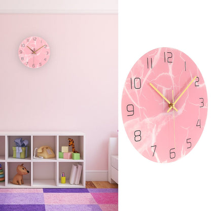Innovative Pink Wall Clock Acrylic UV Printing Clock for Living Room Home Bedroom