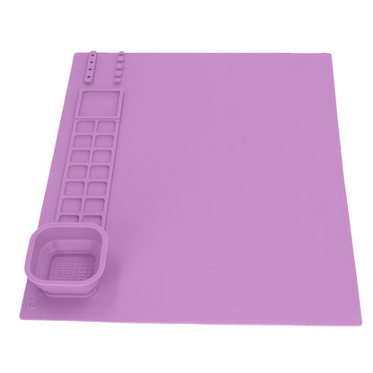 Silicone Painting Mat with Cup DIY Cultivate Artistic Talent Easy To Wipe Silicone Art Mat for Boys Girls Art Supplies Purple