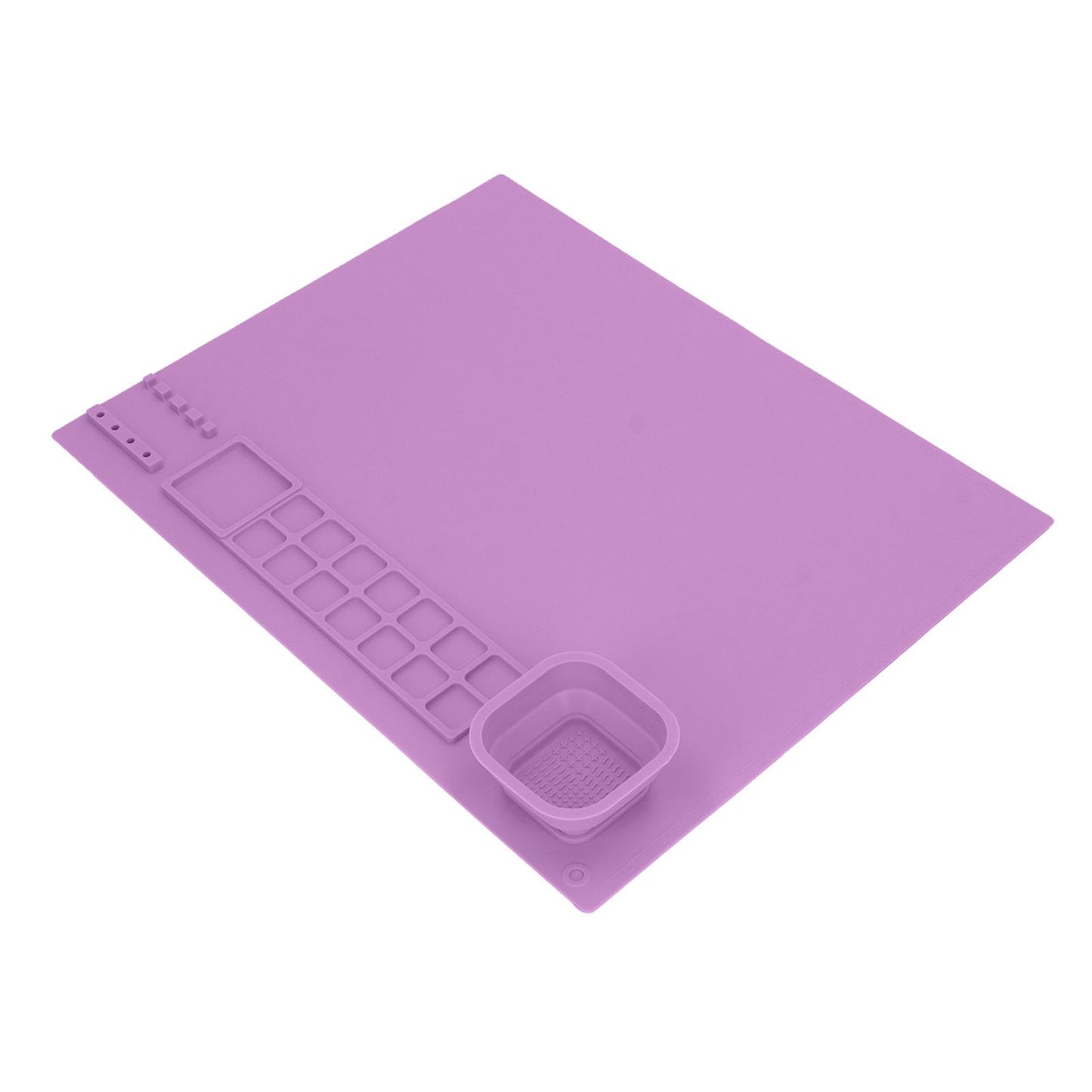 Silicone Painting Mat with Cup DIY Cultivate Artistic Talent Easy To Wipe Silicone Art Mat for Boys Girls Art Supplies Purple