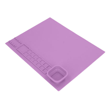 Silicone Painting Mat with Cup DIY Cultivate Artistic Talent Easy To Wipe Silicone Art Mat for Boys Girls Art Supplies Purple