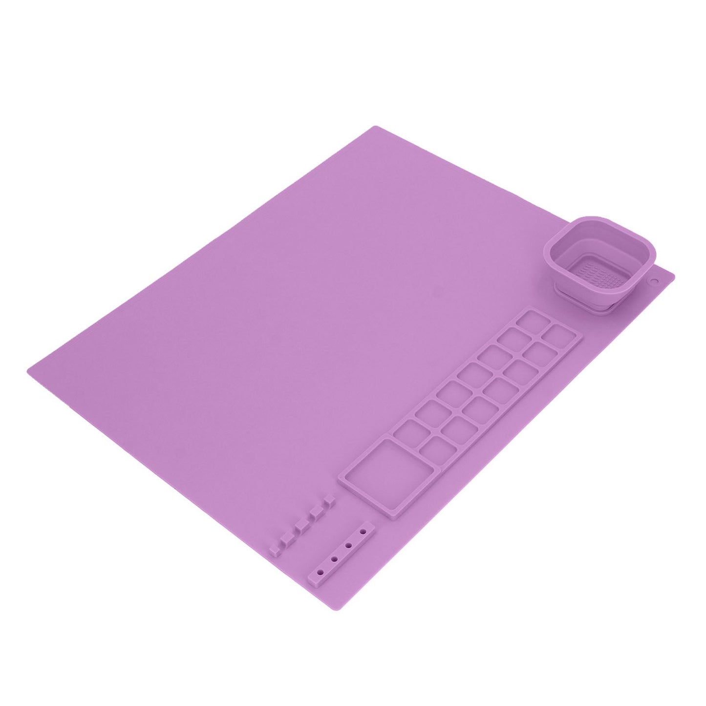 Silicone Painting Mat with Cup DIY Cultivate Artistic Talent Easy To Wipe Silicone Art Mat for Boys Girls Art Supplies Purple