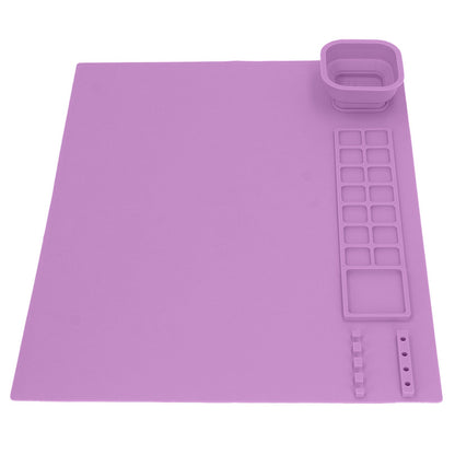 Silicone Painting Mat with Cup DIY Cultivate Artistic Talent Easy To Wipe Silicone Art Mat for Boys Girls Art Supplies Purple