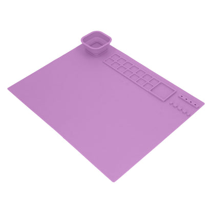 Silicone Painting Mat with Cup DIY Cultivate Artistic Talent Easy To Wipe Silicone Art Mat for Boys Girls Art Supplies Purple