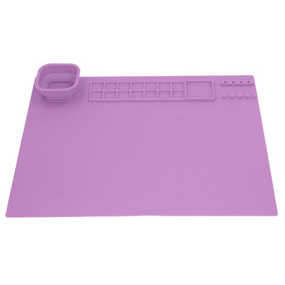 Silicone Painting Mat with Cup DIY Cultivate Artistic Talent Easy To Wipe Silicone Art Mat for Boys Girls Art Supplies Purple