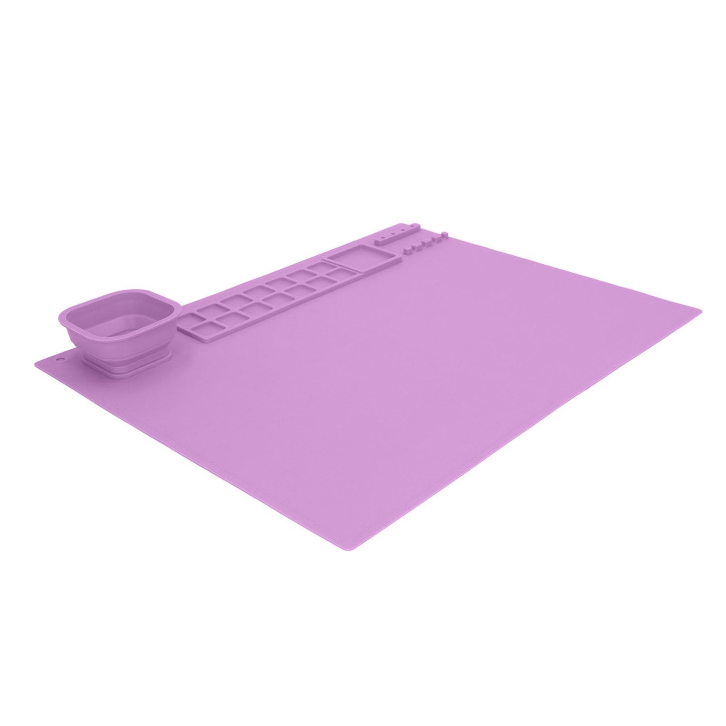 Silicone Painting Mat with Cup DIY Cultivate Artistic Talent Easy To Wipe Silicone Art Mat for Boys Girls Art Supplies Purple