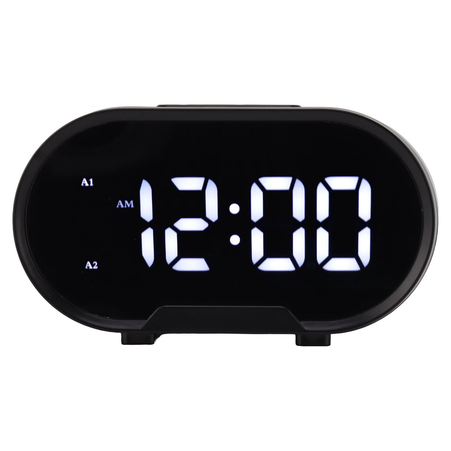 Digital Alarm Clock USB LED Display White Light Mirror Electronic Desktop Clock for Bedroom Living Room Office Black Case