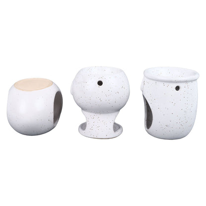 3Pcs Ceramic Tealight Candle Holder Oil Burner Wax Melt Oil Burner for Home Bedroom Decor Christmas Housewarming Gift
