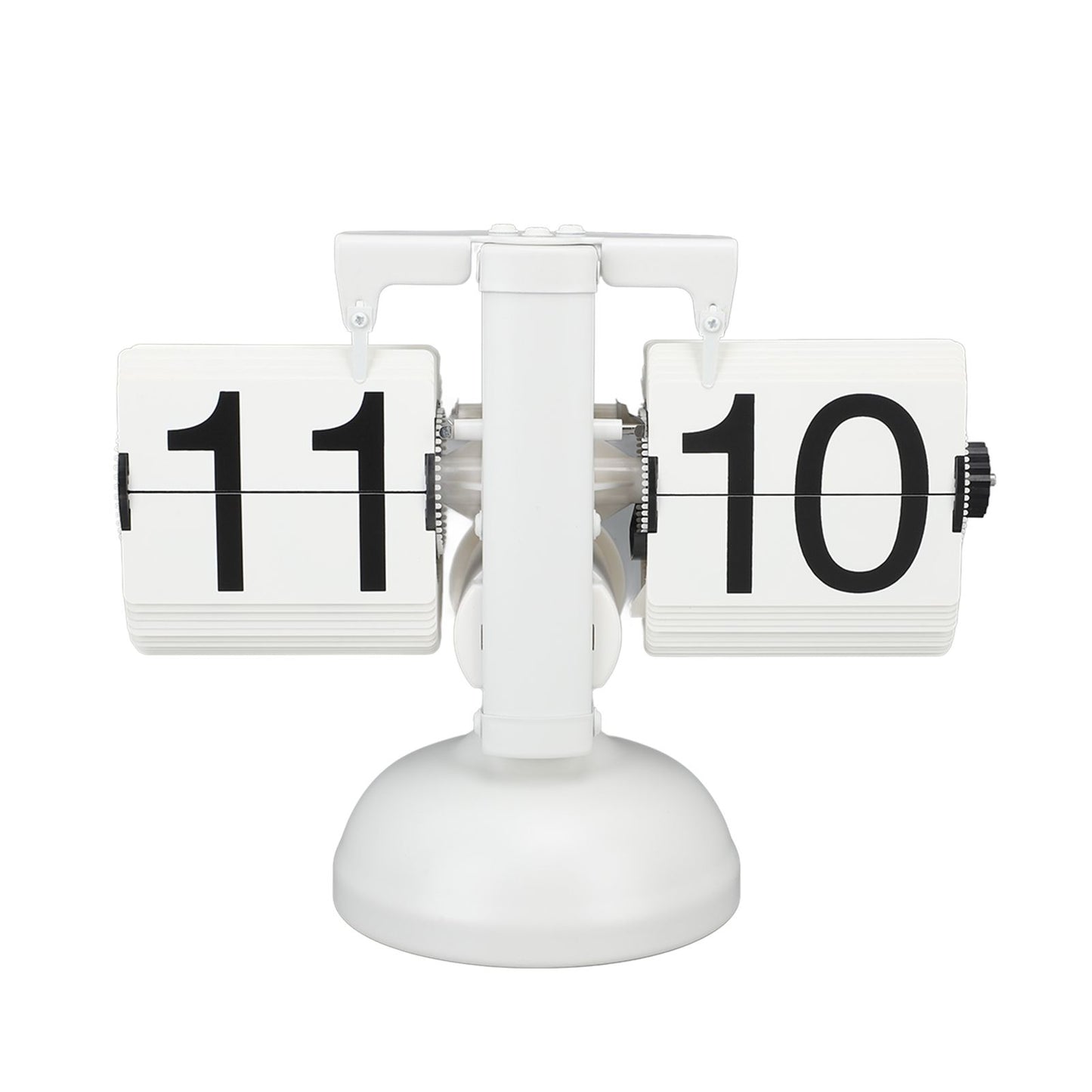 Flip Clock Large Number Battery Powered 304 Stainless Steel Tabletop Retro Flip Clock for Home Office 24 Hours All White