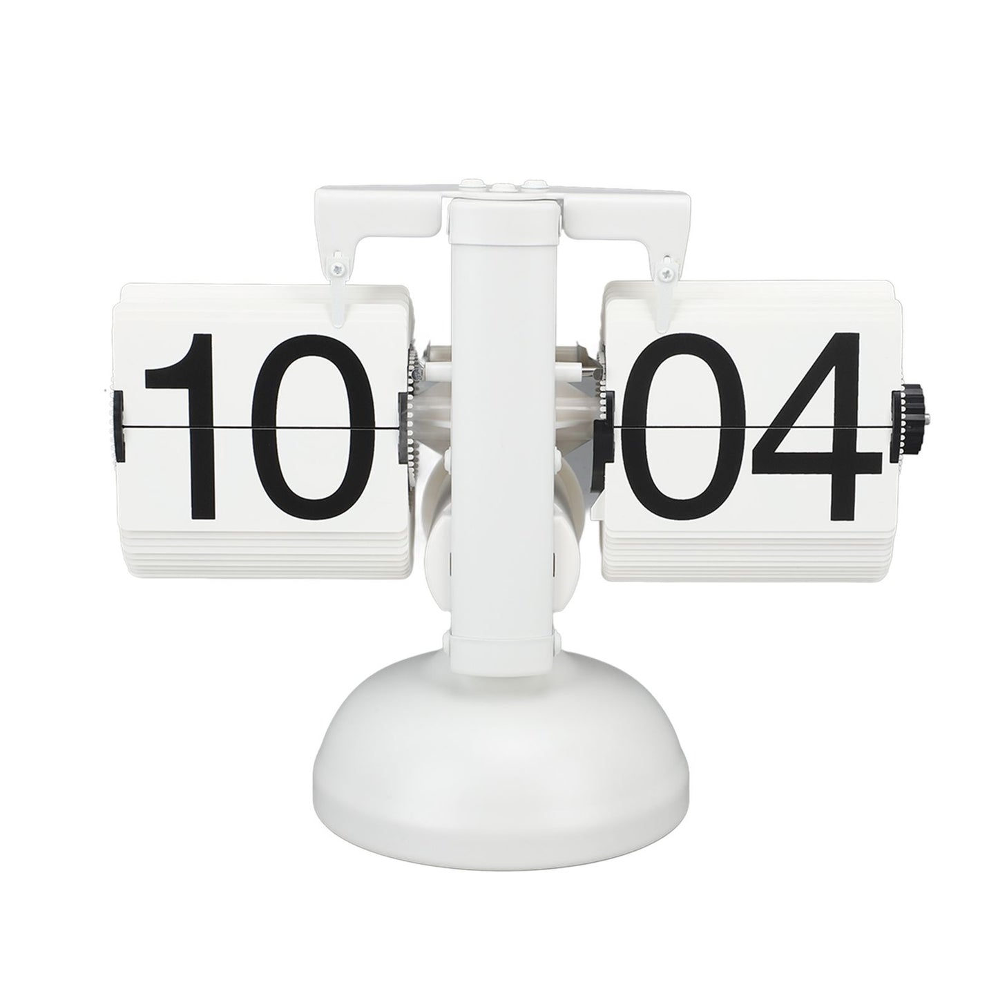 Flip Clock Large Number Battery Powered 304 Stainless Steel Tabletop Retro Flip Clock for Home Office 24 Hours All White